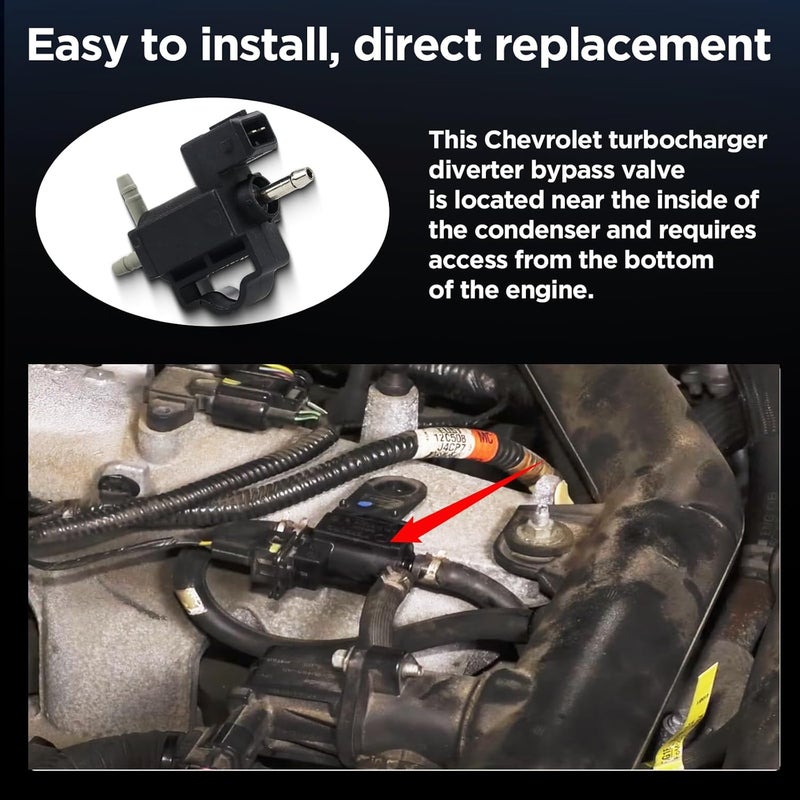AITKEN Turbo Bypass Solenoid Charge Air Bypass Regulator Solenoid Valve Compatible with Buick Encore 2013-2020, Chevy Cruze 2011-2016, Chevy Sonic Trax 2012-2020, 1.4L Turbo P/N 55574902. - Image 2
